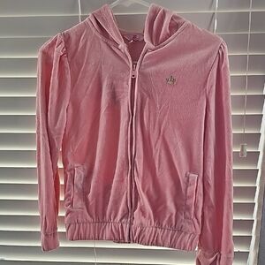 Juicy Couture Light Pink Velour Jacket with Gold Emblem